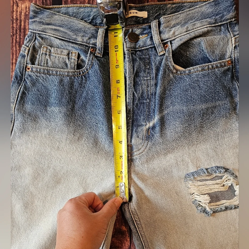 Pacsun Women's Size 25 Ultra High Rise Slim button fly Denim Jeans Distressed - Picture 7 of 8